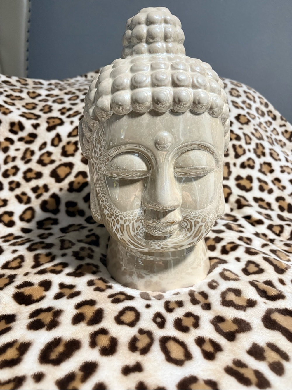 Serene Ceramic Buddha Head Sculpture - Cream